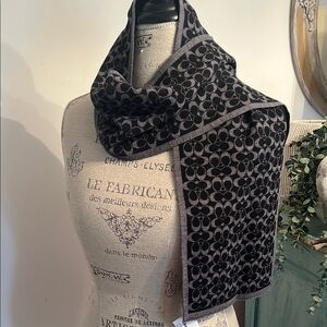 Coach Black and Gray Circle Pattern Scarf